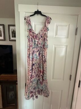 Floral Dress- light pink with illusion tie